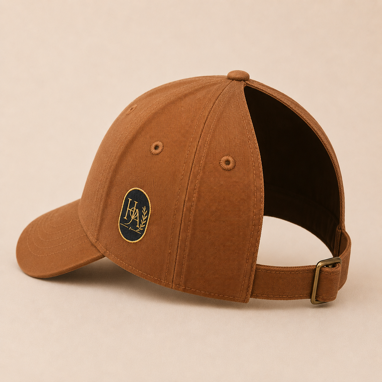 House of Adjeh backless baseball cap in chestnut brown
